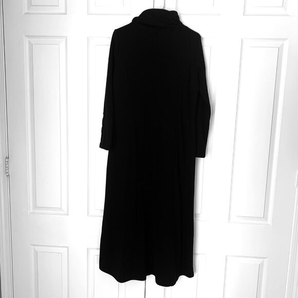 SOFT SURROUNDINGS BLACK  Sweatshirt Dress Long Sleeves Convertible Collar w Trim - Picture 10 of 10